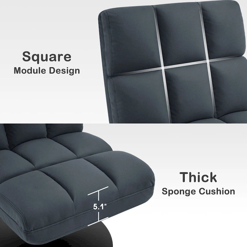 Fauteuil d'appoint pivotant à 360°, fauteuil de salon sans accoudoirs rembourré en tissu Leathaire, structure en acier