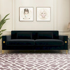 Canapé de causeuse en velours capitonné avec coussins lombaires — 85,63"P x 30,31"L x 30,51"H