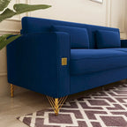 Canapé de causeuse en velours capitonné avec coussins lombaires — 85,63"P x 30,31"L x 30,51"H