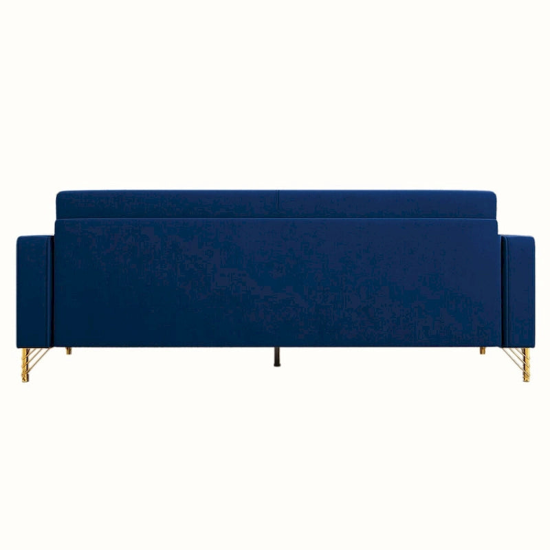 Canapé de causeuse en velours capitonné avec coussins lombaires — 85,63"P x 30,31"L x 30,51"H