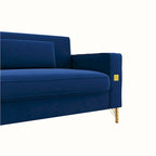 Canapé de causeuse en velours capitonné avec coussins lombaires — 85,63"P x 30,31"L x 30,51"H