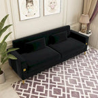 Canapé de causeuse en velours capitonné avec coussins lombaires — 85,63"P x 30,31"L x 30,51"H