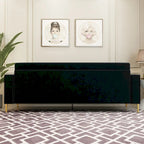 Canapé de causeuse en velours capitonné avec coussins lombaires — 85,63"P x 30,31"L x 30,51"H
