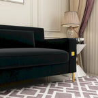 Canapé de causeuse en velours capitonné avec coussins lombaires — 85,63"P x 30,31"L x 30,51"H