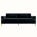 Canapé de causeuse en velours capitonné avec coussins lombaires — 85,63"P x 30,31"L x 30,51"H