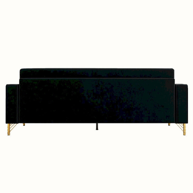 Canapé de causeuse en velours capitonné avec coussins lombaires — 85,63"P x 30,31"L x 30,51"H