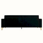 Canapé de causeuse en velours capitonné avec coussins lombaires — 85,63"P x 30,31"L x 30,51"H