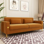 Canapé de causeuse en velours capitonné avec coussins lombaires — 85,63"P x 30,31"L x 30,51"H