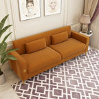 Canapé de causeuse en velours capitonné avec coussins lombaires — 85,63"P x 30,31"L x 30,51"H