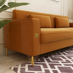 Canapé de causeuse en velours capitonné avec coussins lombaires — 85,63"P x 30,31"L x 30,51"H