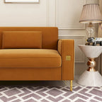 Canapé de causeuse en velours capitonné avec coussins lombaires — 85,63"P x 30,31"L x 30,51"H