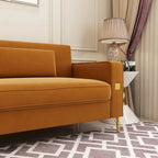 Canapé de causeuse en velours capitonné avec coussins lombaires — 85,63"P x 30,31"L x 30,51"H