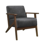 Fauteuil d'appoint avec revêtement en velours gris foncé et cadre en bois massif
