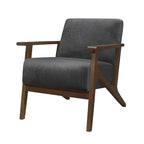 Fauteuil d'appoint avec revêtement en velours gris foncé et cadre en bois massif
