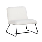Fauteuil d'appoint sans accoudoirs avec revêtement en tissu bouclette et piètement traîneau en acier