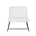 Fauteuil d'appoint sans accoudoirs avec revêtement en tissu bouclette et piètement traîneau en acier