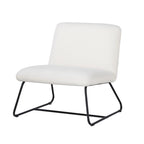 Fauteuil d'appoint sans accoudoirs avec revêtement en tissu bouclette et piètement traîneau en acier