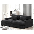 Canapé-lit en velours côtelé avec double méridienne, convertible en lit une place