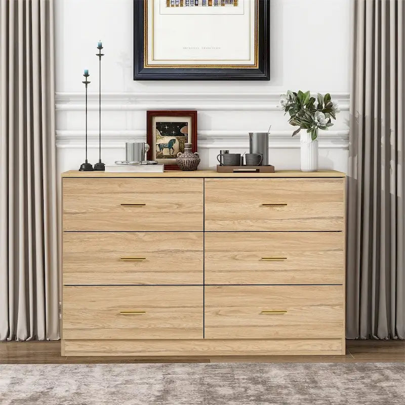 Commode à 6 tiroirs pour chambre à coucher – Grande commode de rangement spacieuse