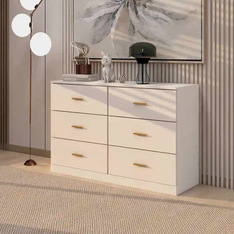 Commode à 6 tiroirs pour chambre à coucher – Grande commode de rangement spacieuse