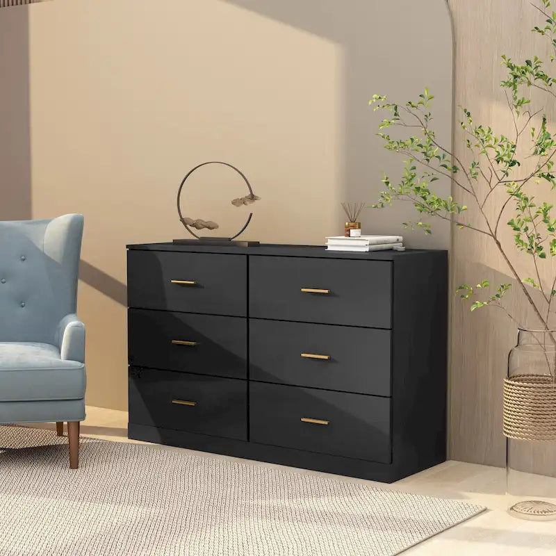 Commode à 6 tiroirs pour chambre à coucher – Grande commode de rangement spacieuse
