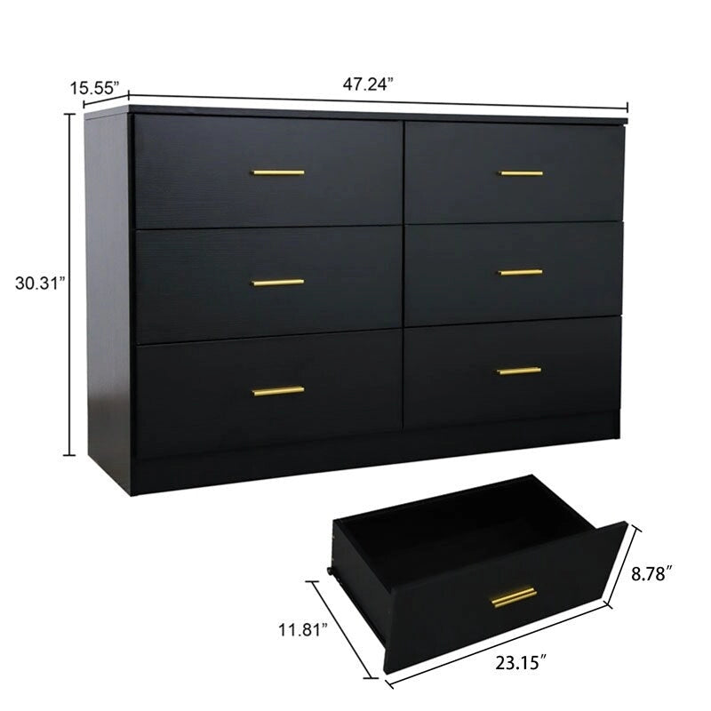 Commode à 6 tiroirs pour chambre à coucher – Grande commode de rangement spacieuse