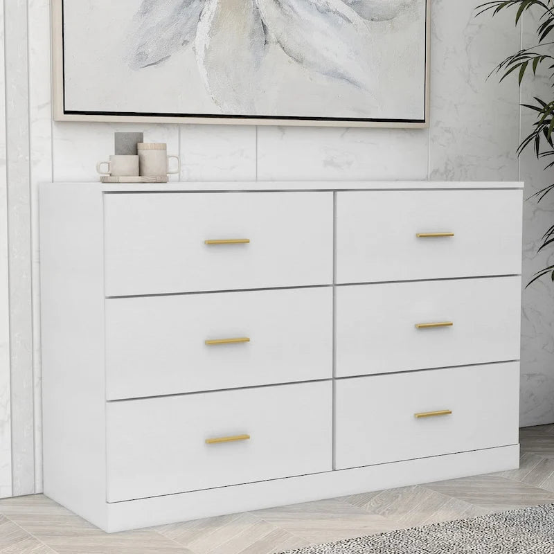 Commode à 6 tiroirs pour chambre à coucher – Grande commode de rangement spacieuse
