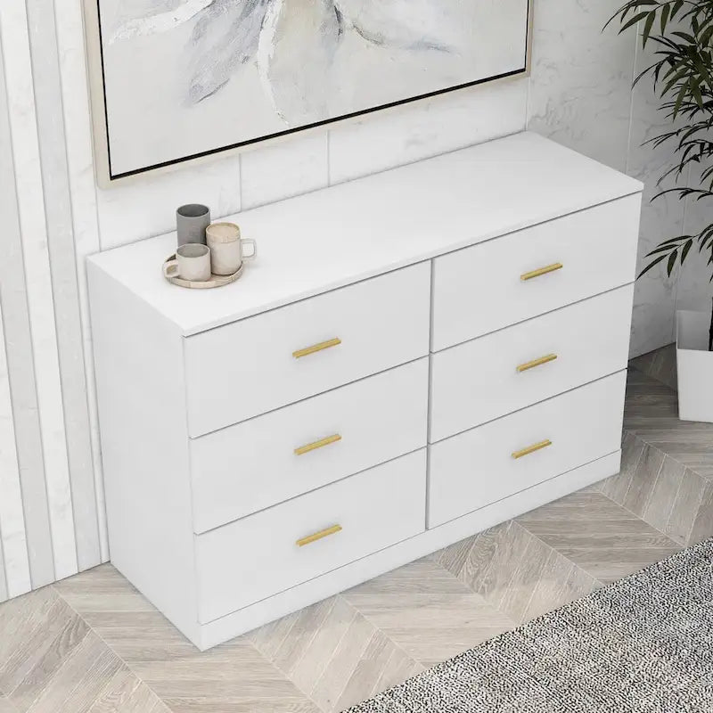 Commode à 6 tiroirs pour chambre à coucher – Grande commode de rangement spacieuse
