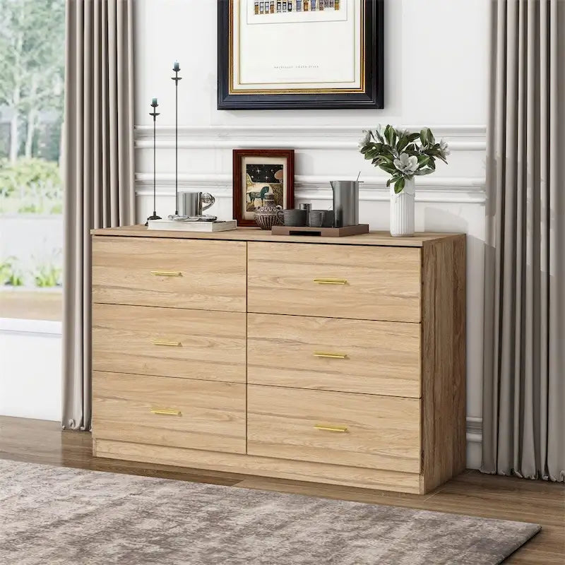 Commode à 6 tiroirs pour chambre à coucher – Grande commode de rangement spacieuse