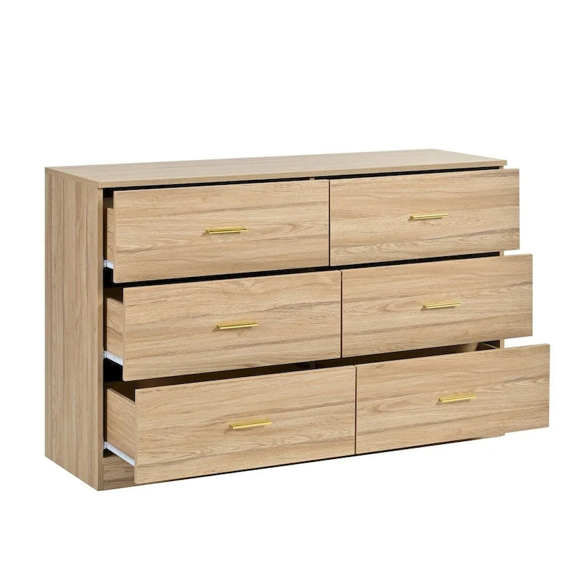 Commode à 6 tiroirs pour chambre à coucher – Grande commode de rangement spacieuse