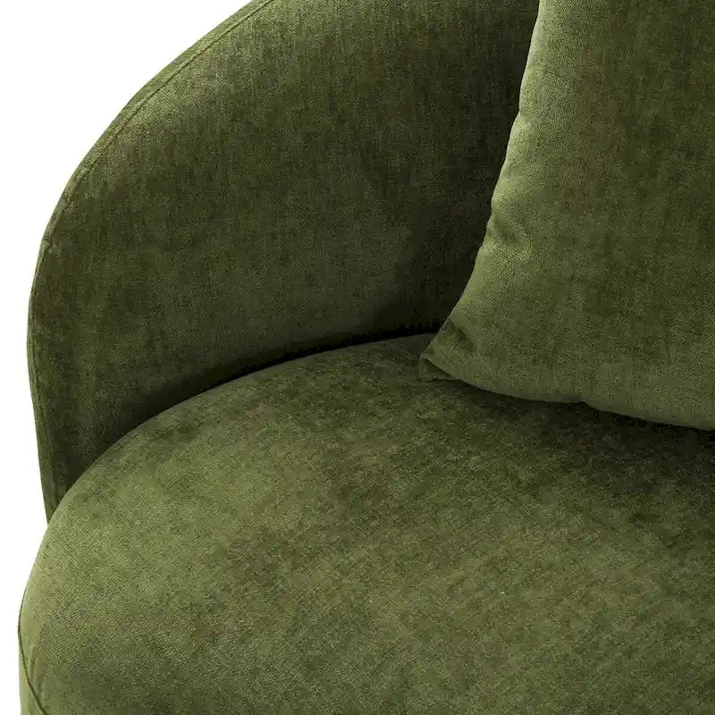 Canapé en tissu incurvé avec coussins fixes et coussins décoratifs