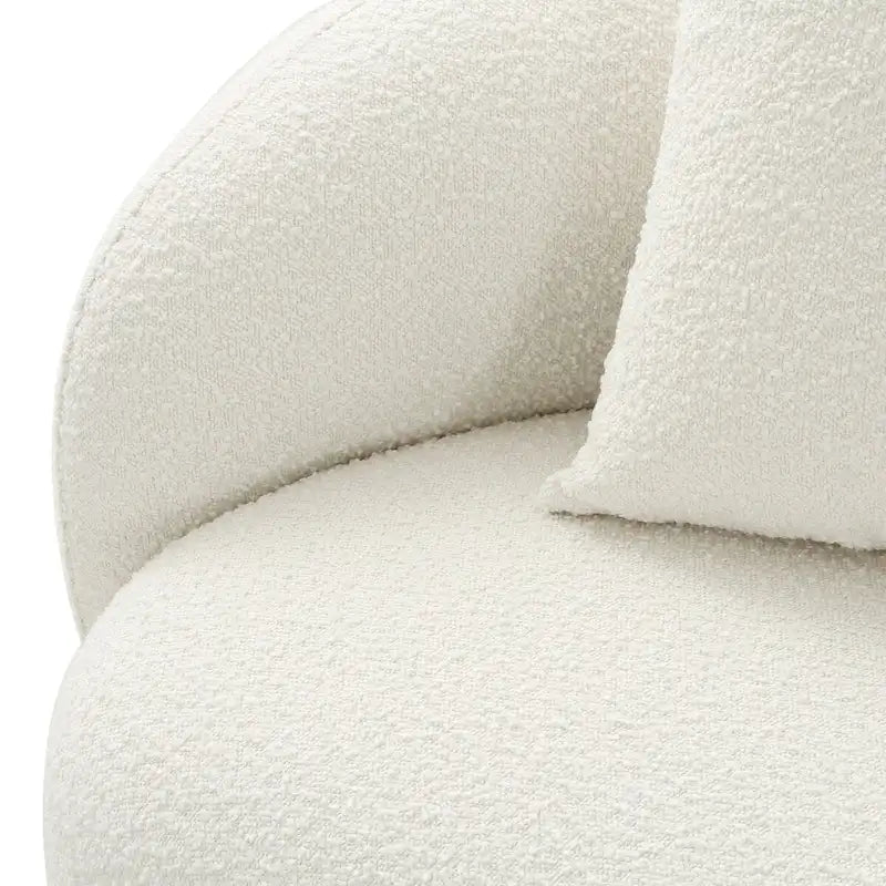 Canapé en tissu incurvé avec coussins fixes et coussins décoratifs