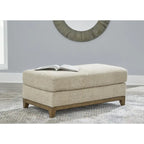Ottoman rembourré avec bordure aspect bois