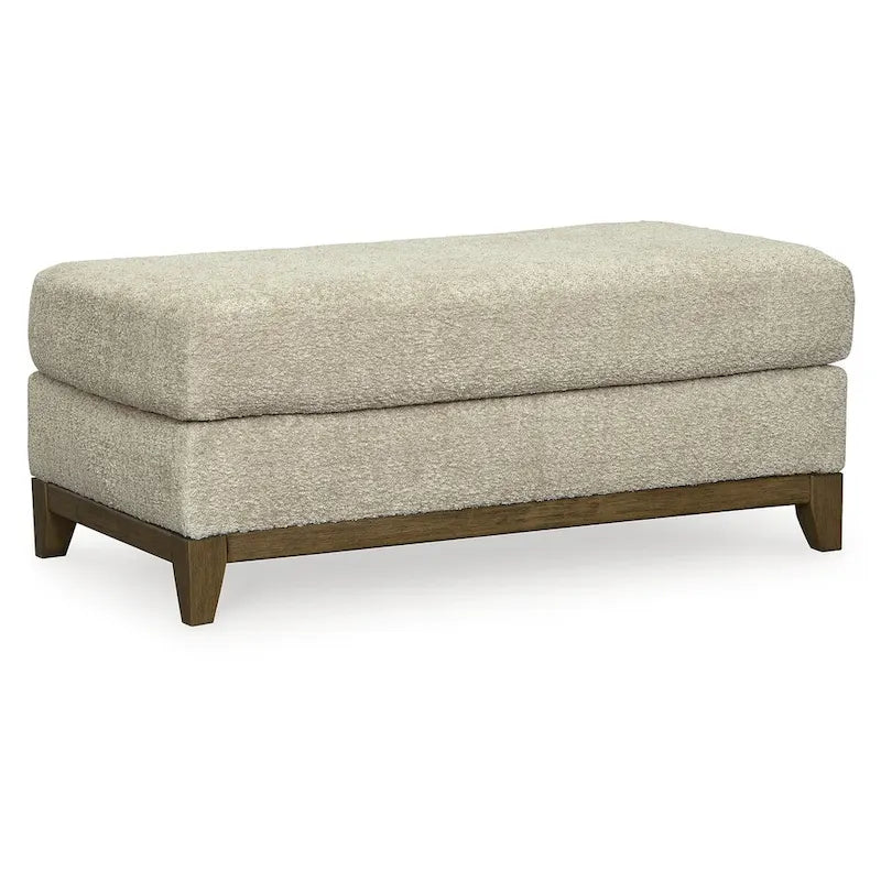 Ottoman rembourré avec bordure aspect bois