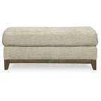 Ottoman rembourré avec bordure aspect bois