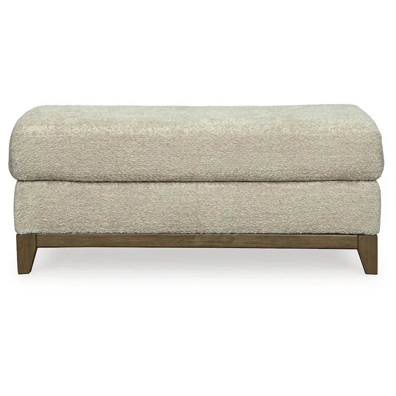 Ottoman rembourré avec bordure aspect bois