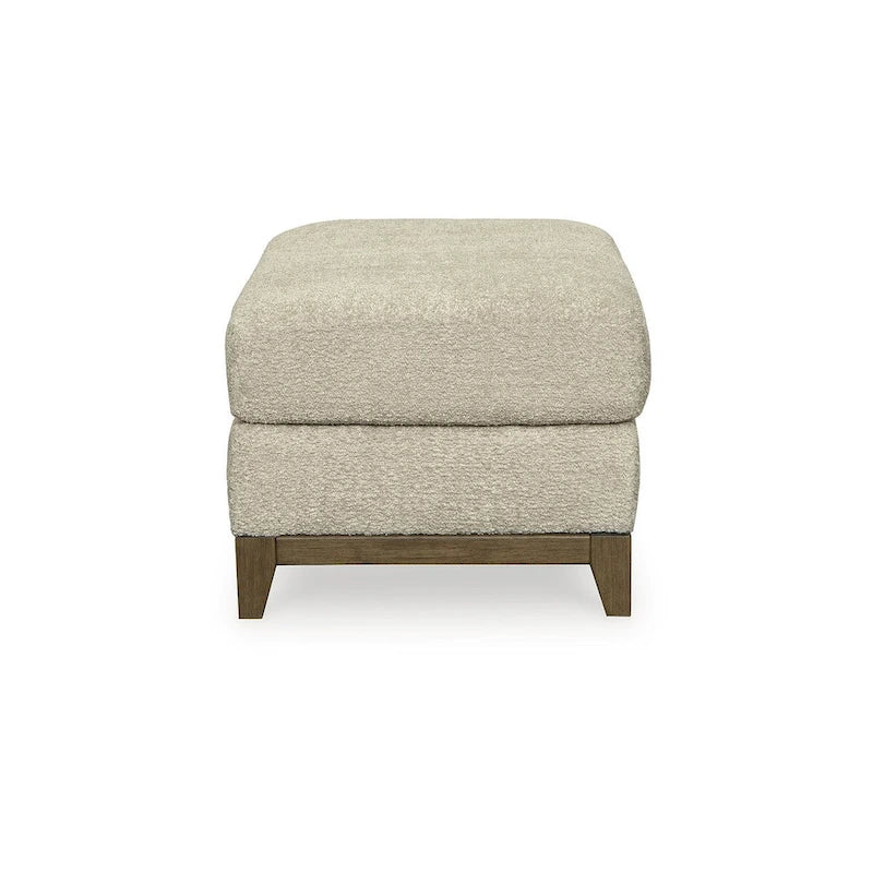 Ottoman rembourré avec bordure aspect bois