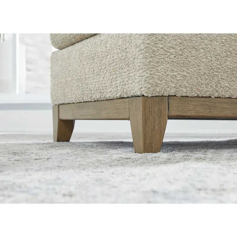 Ottoman rembourré avec bordure aspect bois