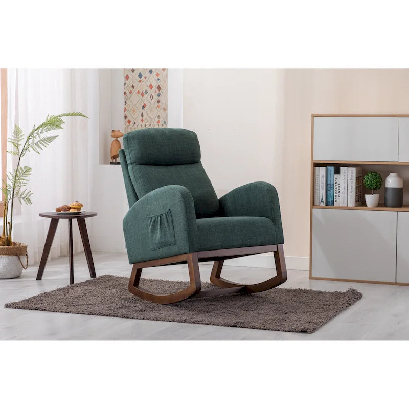 Fauteuil à bascule rembourré à dossier haut