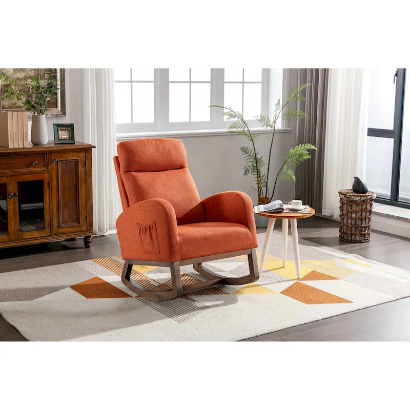 Fauteuil à bascule rembourré à dossier haut