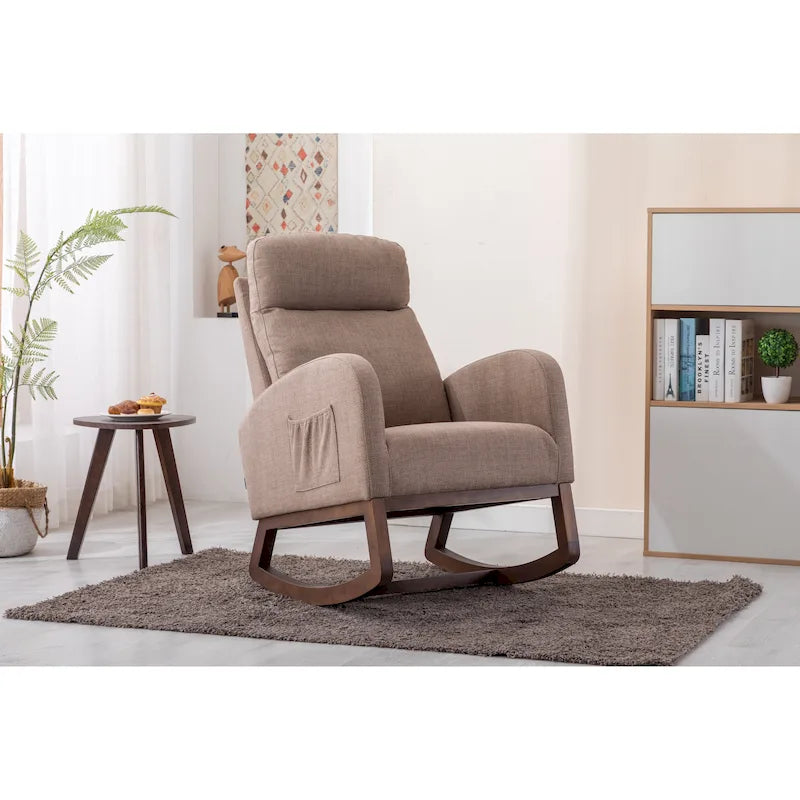 Fauteuil à bascule rembourré à dossier haut