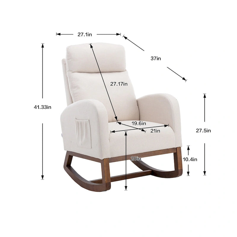 Fauteuil à bascule rembourré à dossier haut