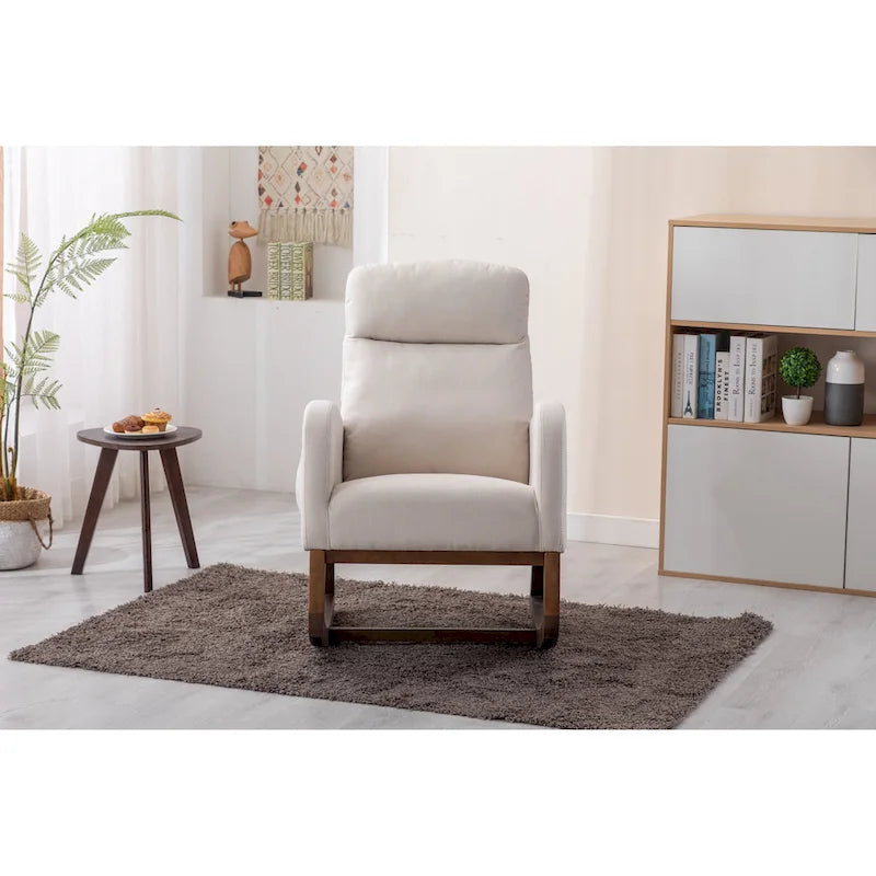 Fauteuil à bascule rembourré à dossier haut