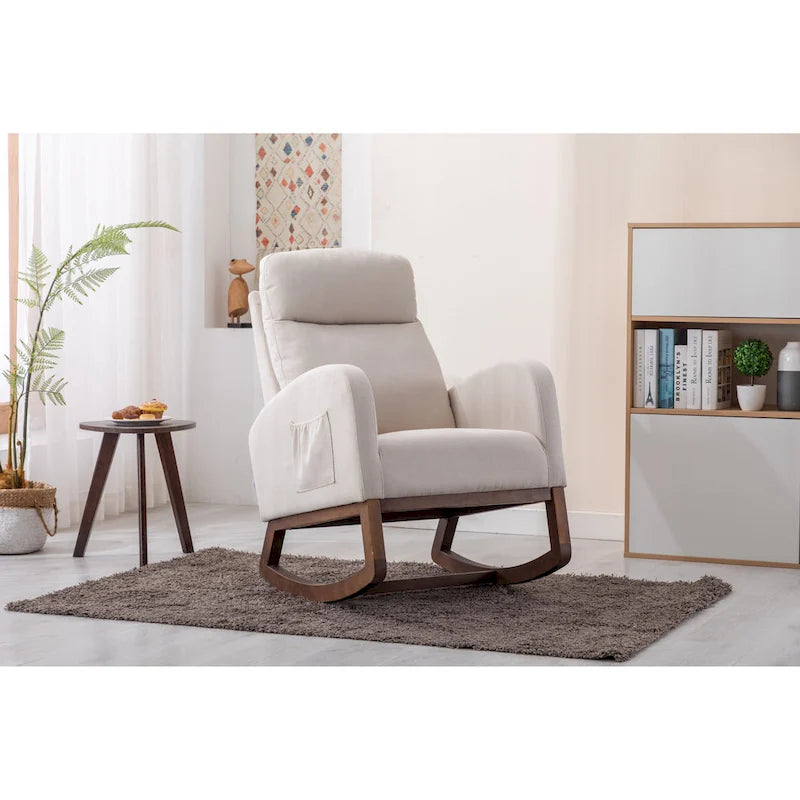 Fauteuil à bascule rembourré à dossier haut