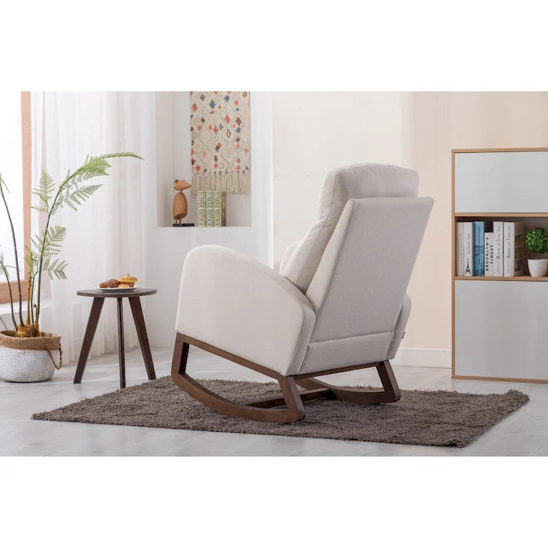 Fauteuil à bascule rembourré à dossier haut