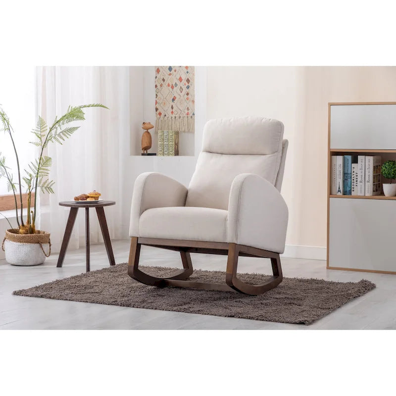 Fauteuil à bascule rembourré à dossier haut