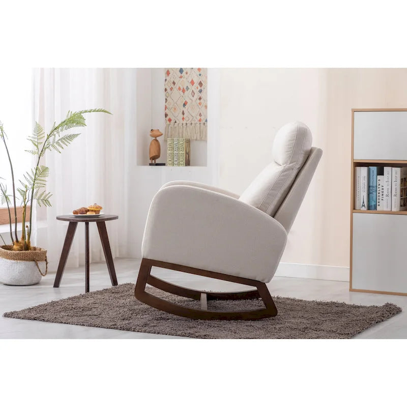 Fauteuil à bascule rembourré à dossier haut