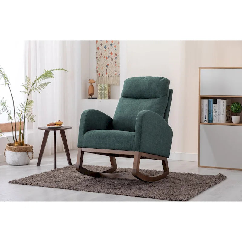 Fauteuil à bascule rembourré à dossier haut