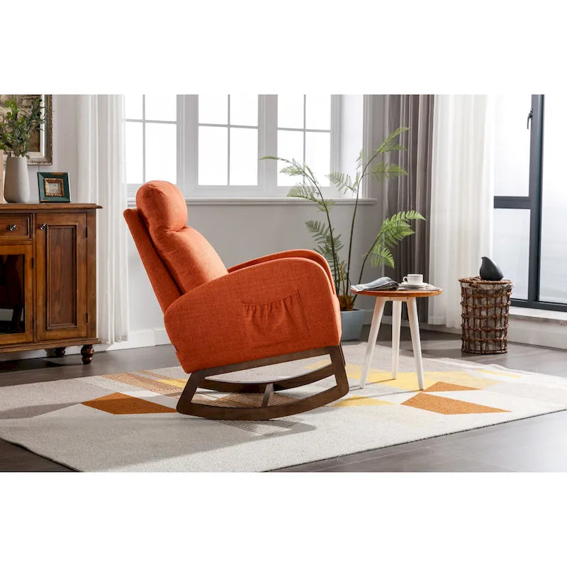 Fauteuil à bascule rembourré à dossier haut