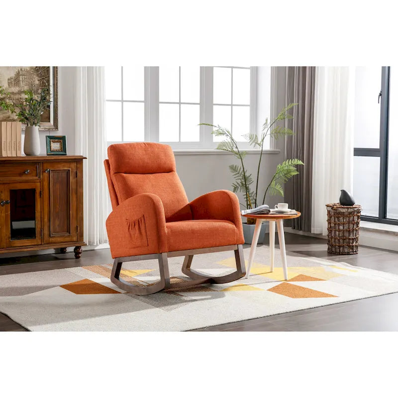 Fauteuil à bascule rembourré à dossier haut